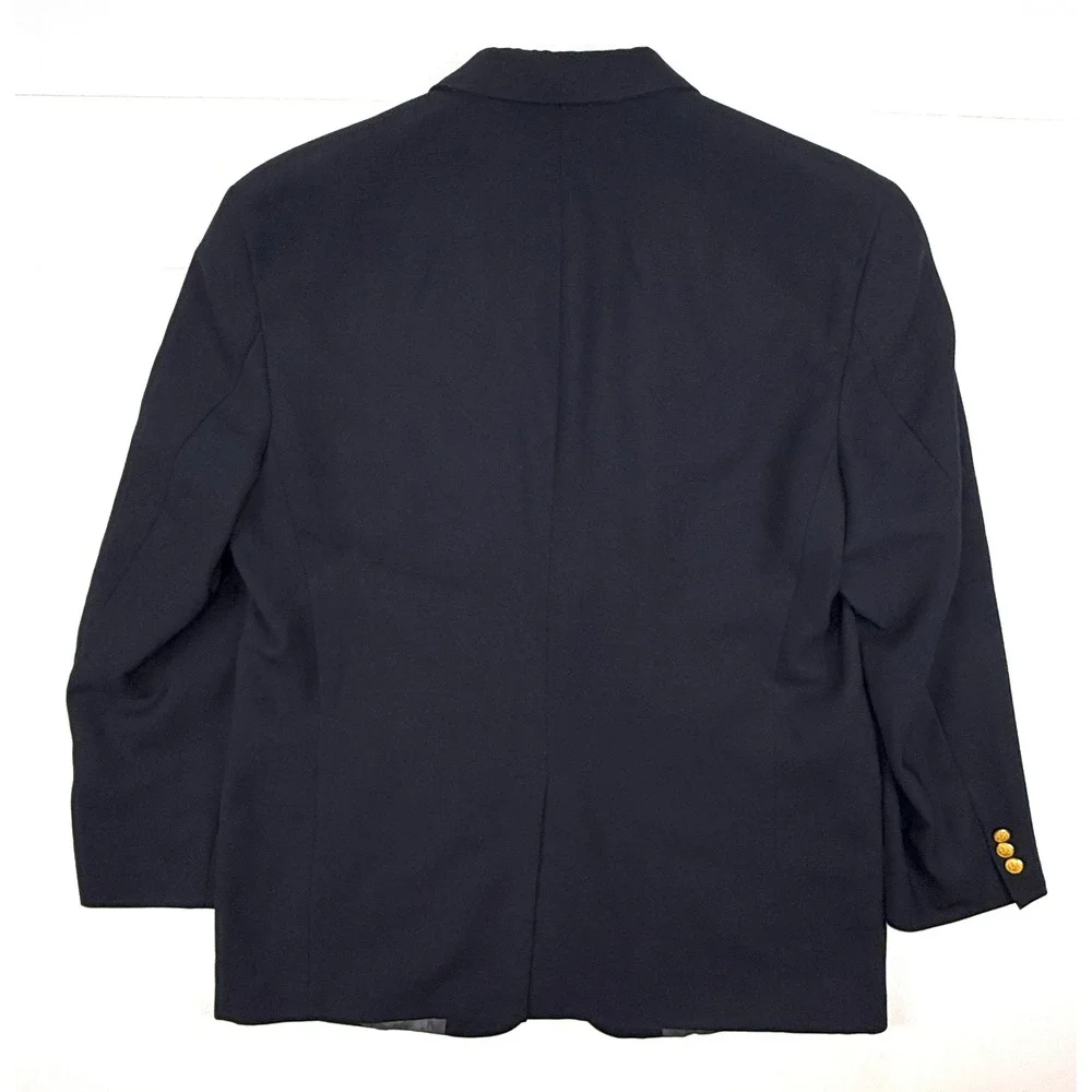Stafford Mens 46L Navy Sport Coat Blazer Jacket Gold Buttons Classic Preppy 1797